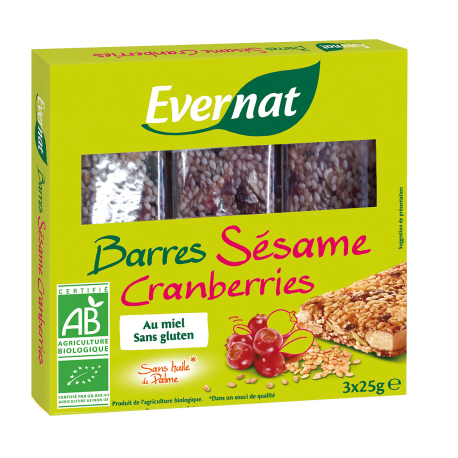 Barre sesame cranberries 75 gr