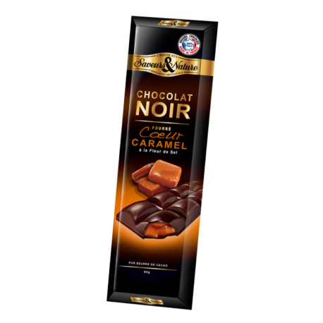 Chocolat noir 70%  fourre caramel 80 g
