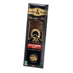Chocolat noir 70% cacao gingembre confit 100gr