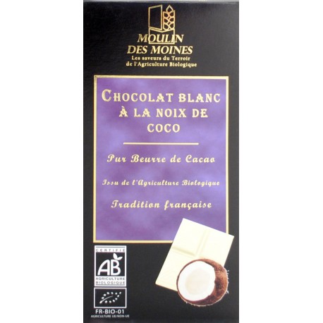 CHOCOLAT BLANC NOIX DE COCO 100G